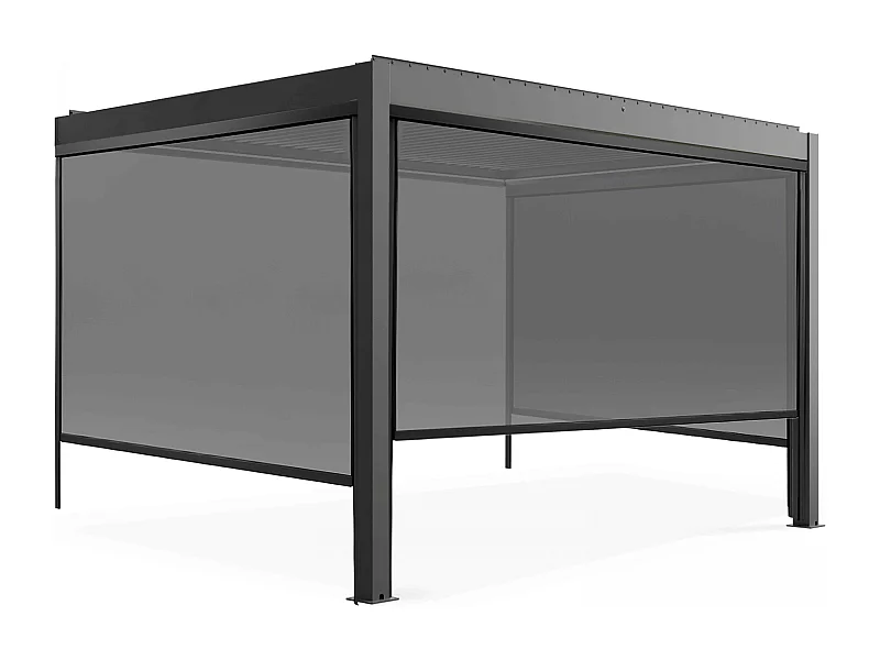 Pergola bioclimatique adossée et motorisée éclairée 3x4m et 3 stores