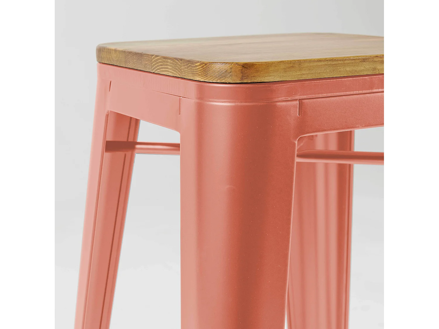 Lot de 4 tabourets de bar en métal mat terracotta et bois