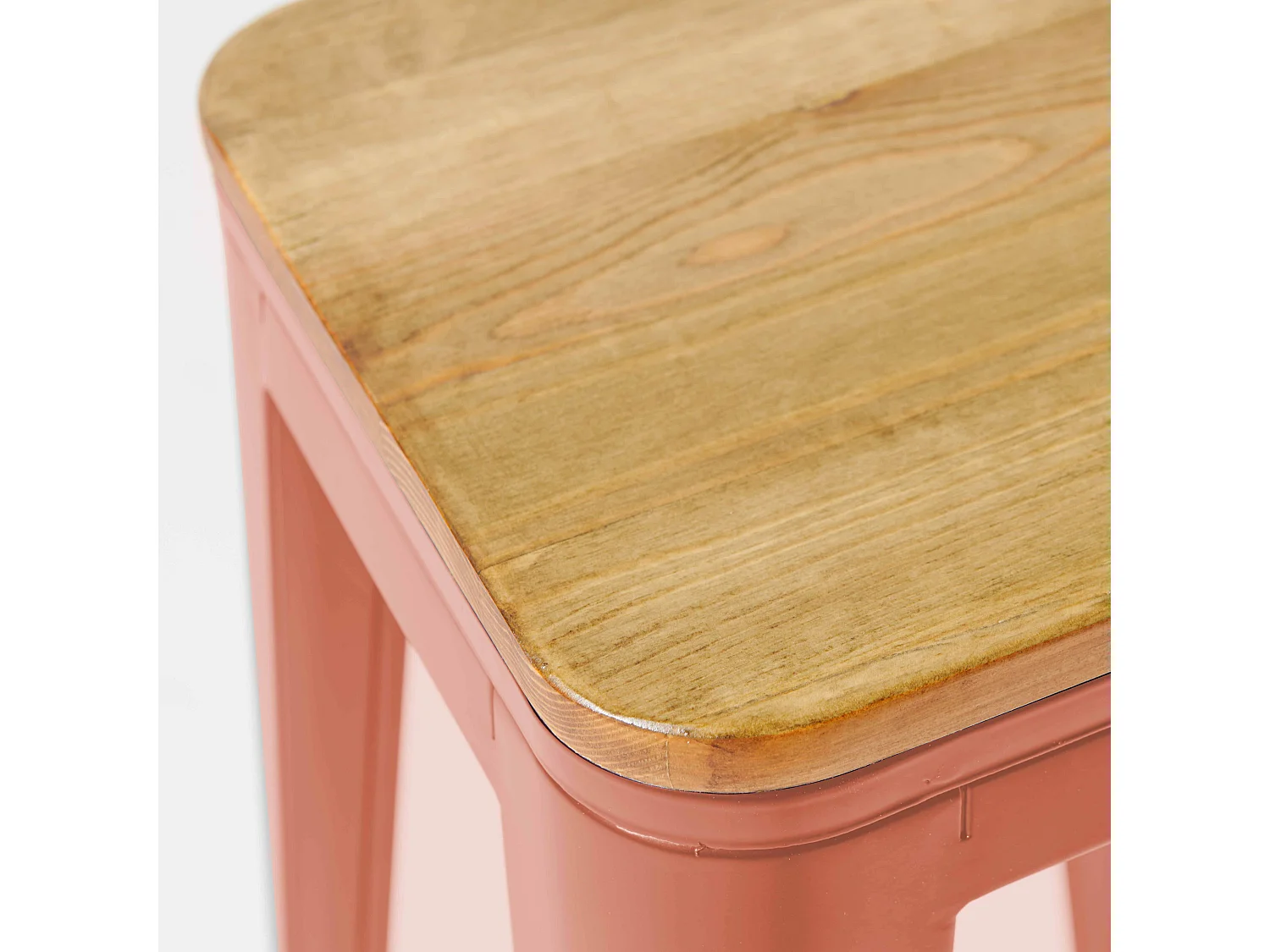 Lot de 4 tabourets de bar en métal mat terracotta et bois