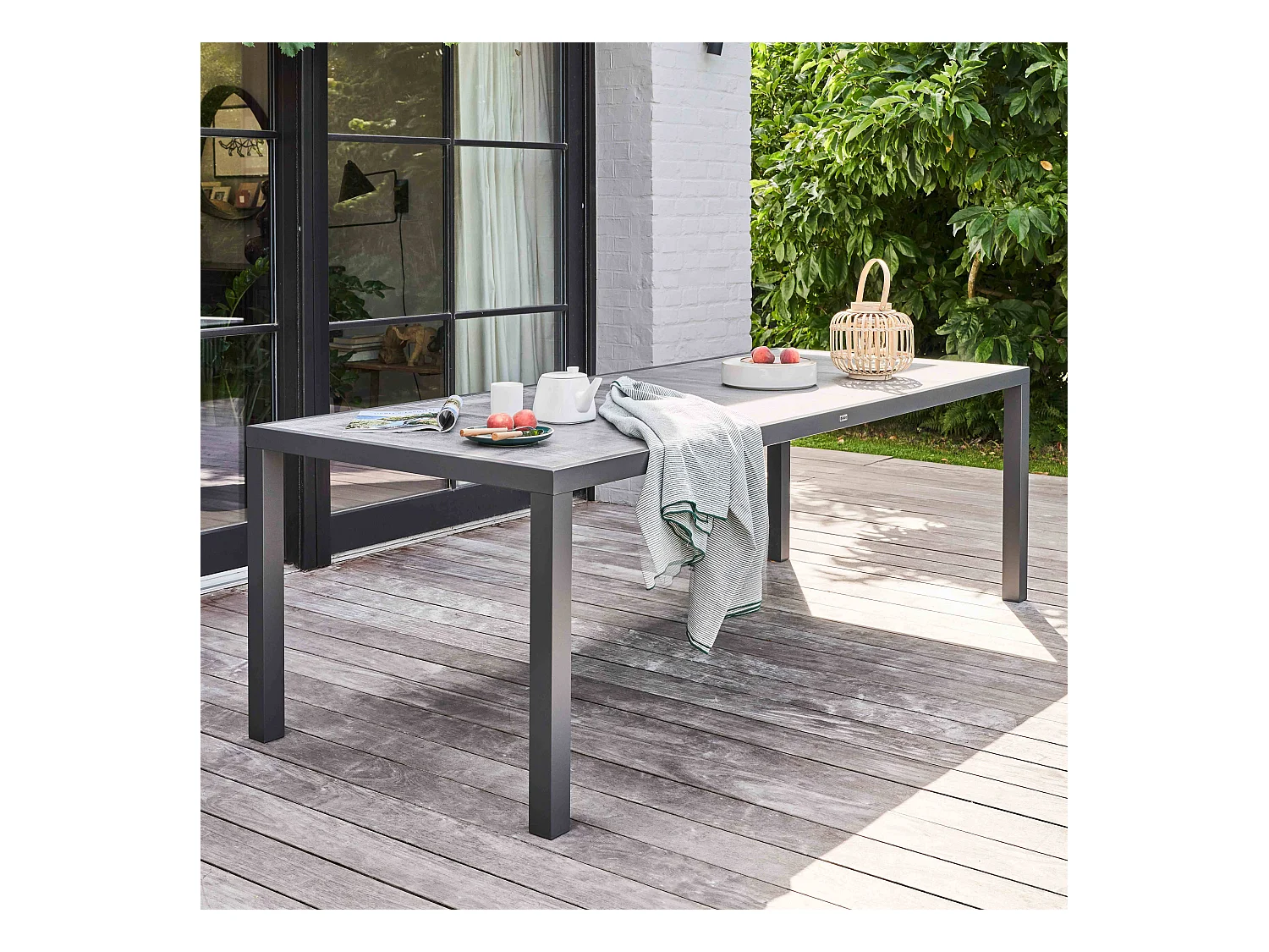 Table de jardin plateau en céramique effet béton  - Tivoli