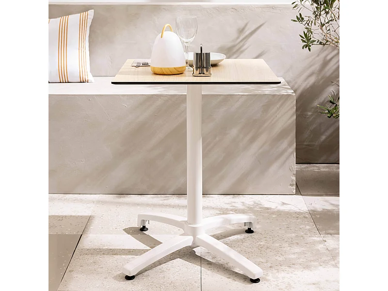 Table de terrasse 60 x 60 cm inclinable stratifié chêne naturel