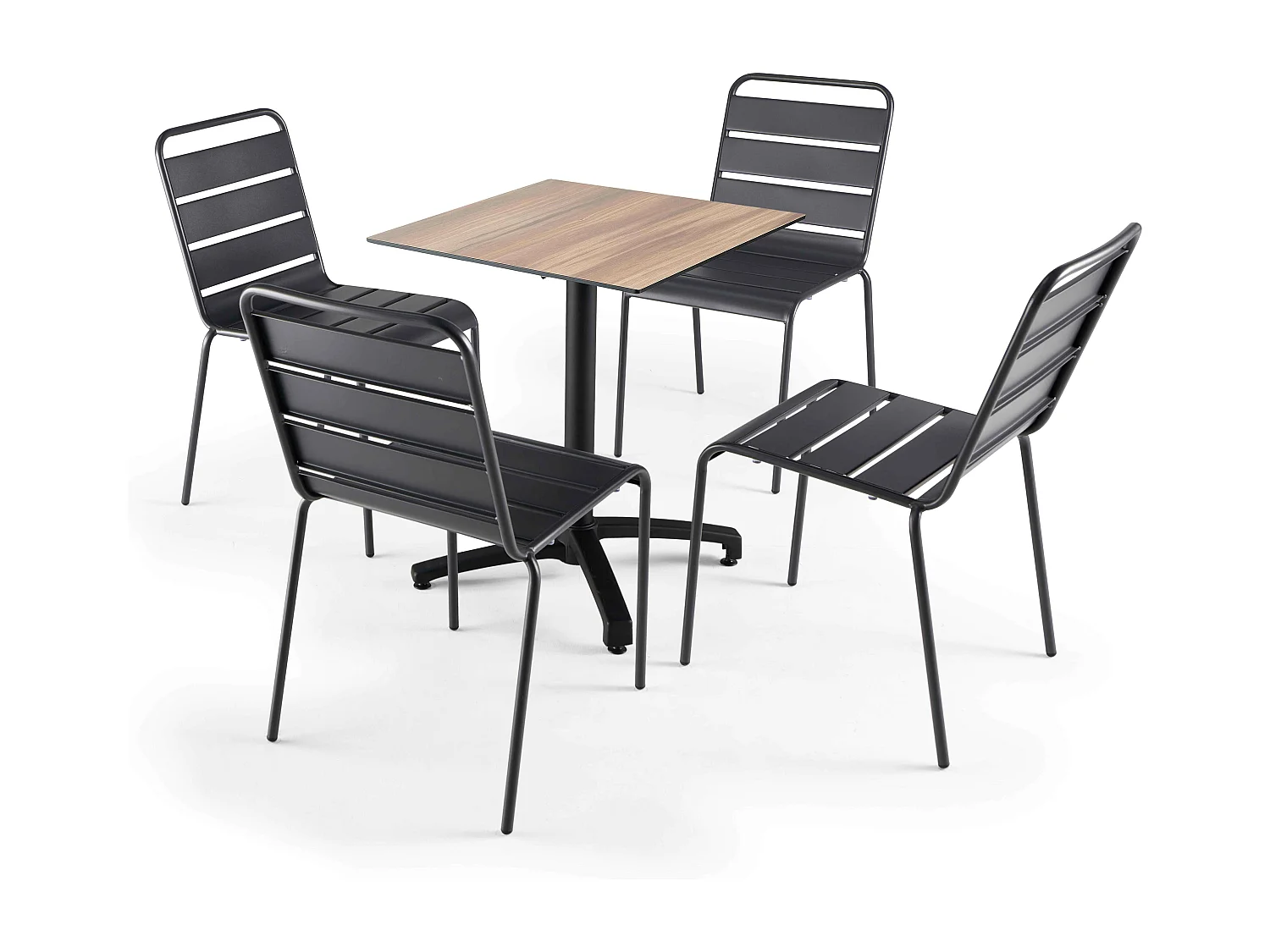 Table de terrasse 60 cm inclinable stratifié en beton chêne colorado