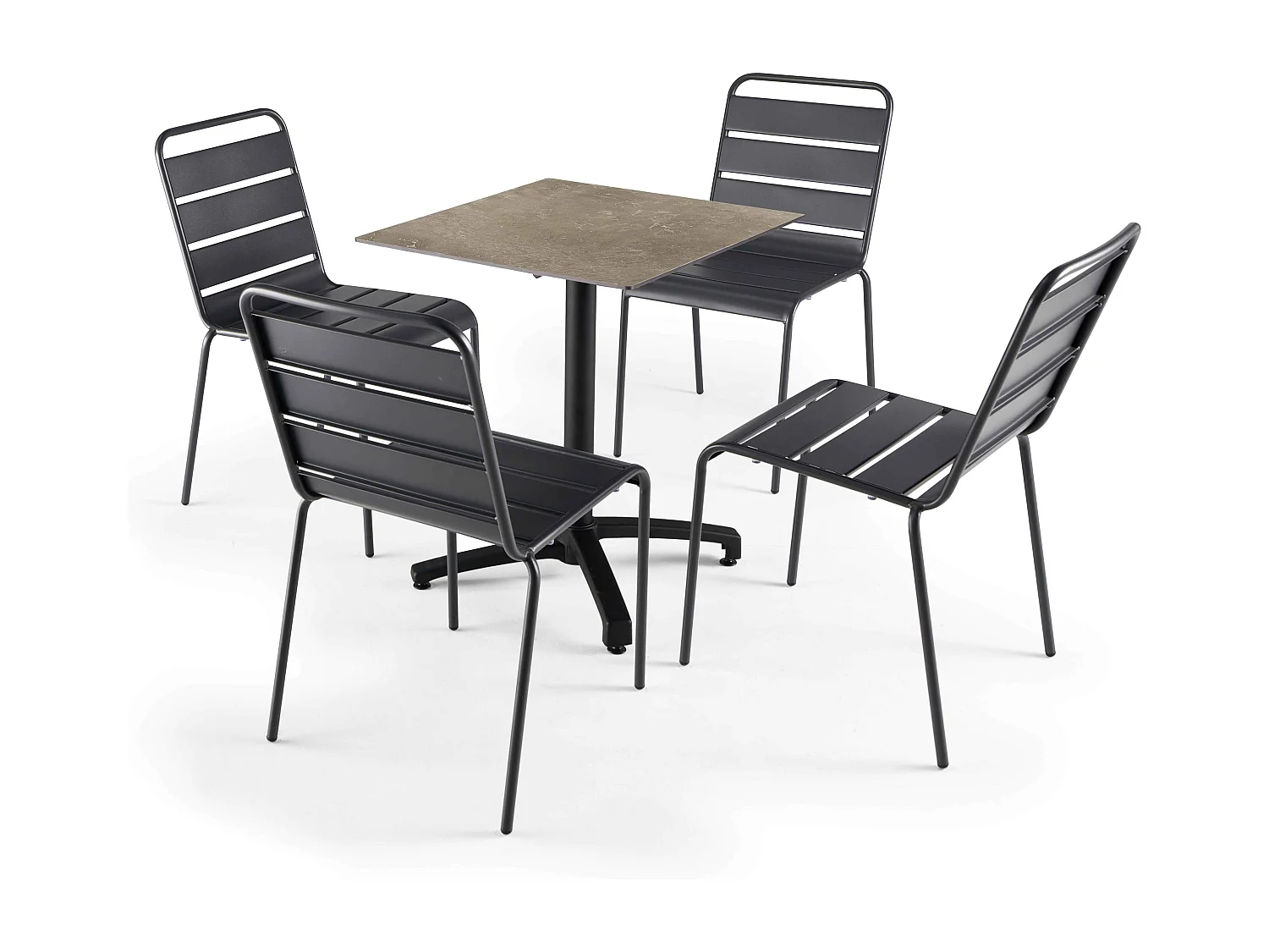 Table de terrasse 60 cm inclinable stratifié en beton marbre beige