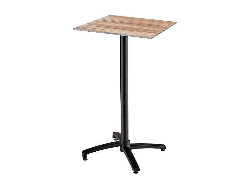 Table haute de terrasse 60x60 cm inclinable stratifié chêne foncé