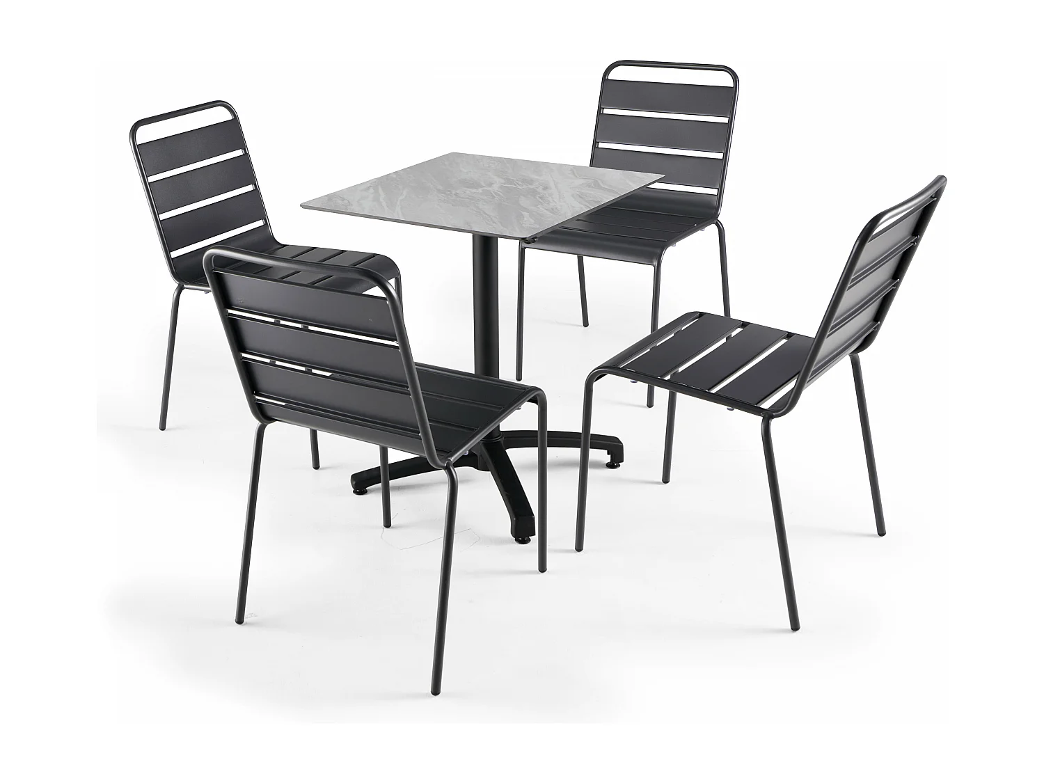 Vierkante tuintafel (60x60 cm) met kantelbaar marmeren blad