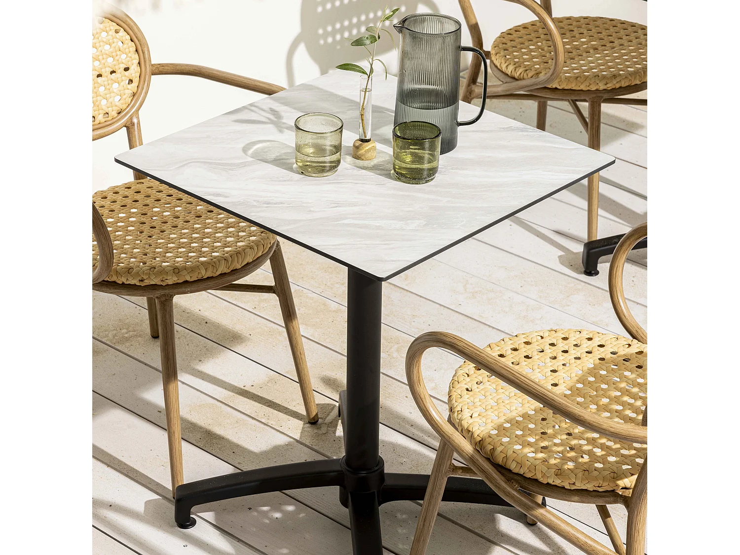 Table de jardin 70 cm inclinable marbre