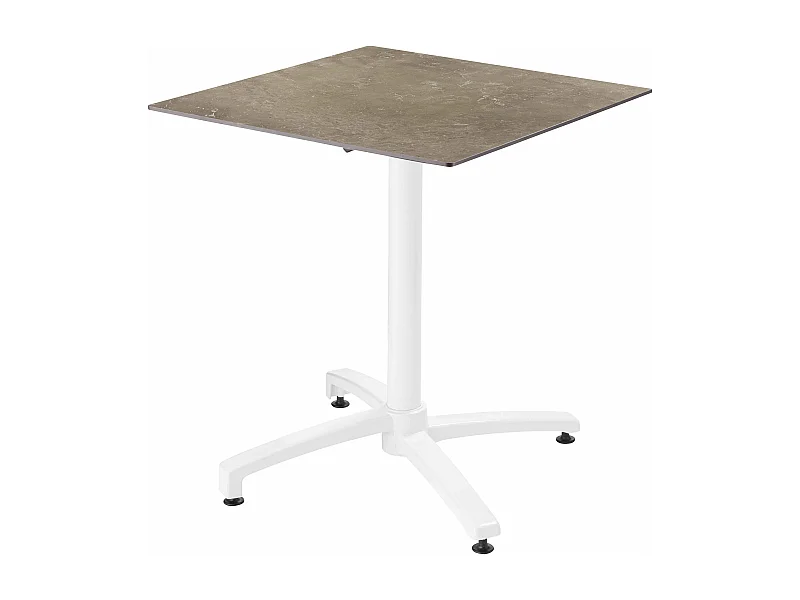 Table de terrasse carrée 70 x 70 cm inclinable stratifié marbre beige