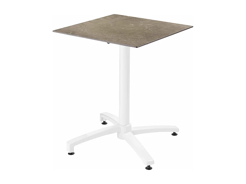 Table de terrasse 60 x 60 cm inclinable stratifié marbre beige