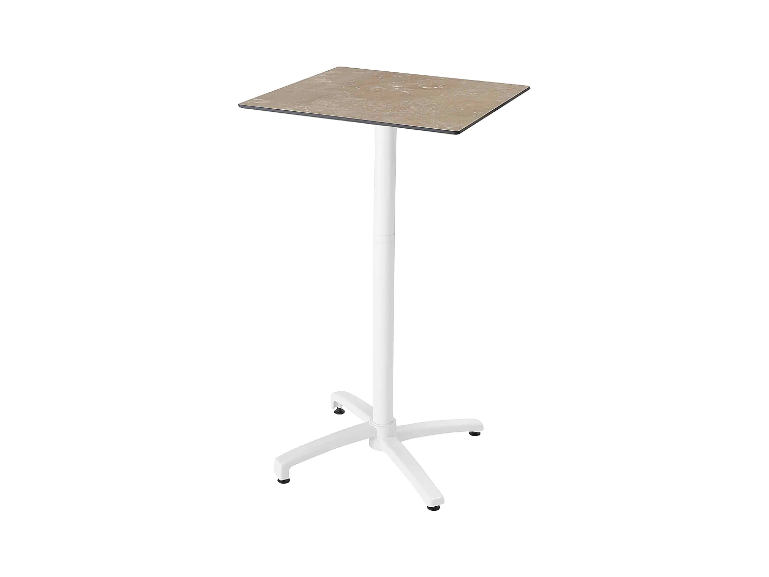 Hoge tuintafel 60 x 60 cm kantelbaar met beige marmeren laminaat