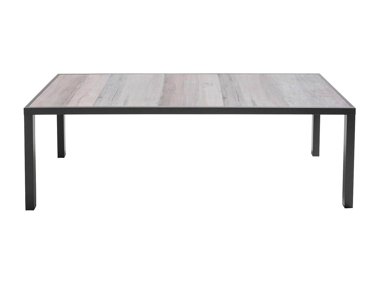 Table de jardin en aluminium et céramique 10 places effet bois grisé  - Tivoli