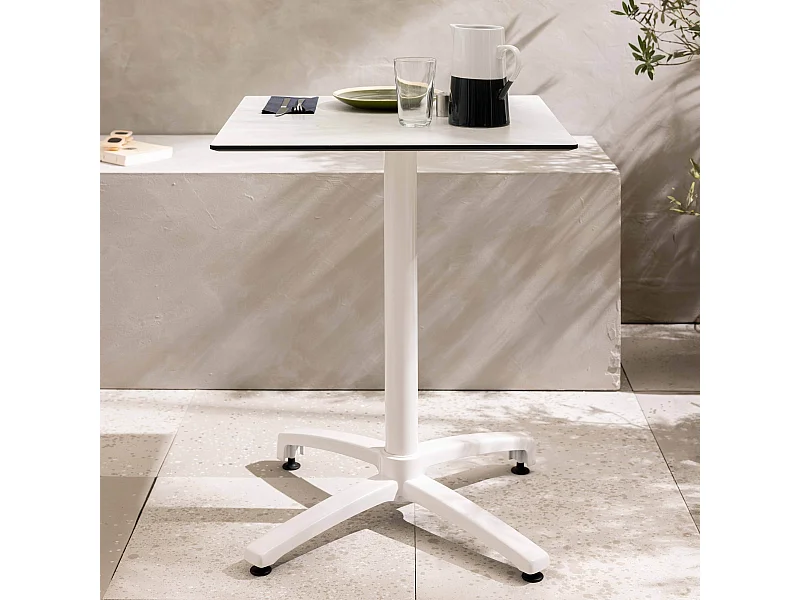 Tuintafel 60 x 60 cm kantelbaar, lichtgrijs betonlaminaat