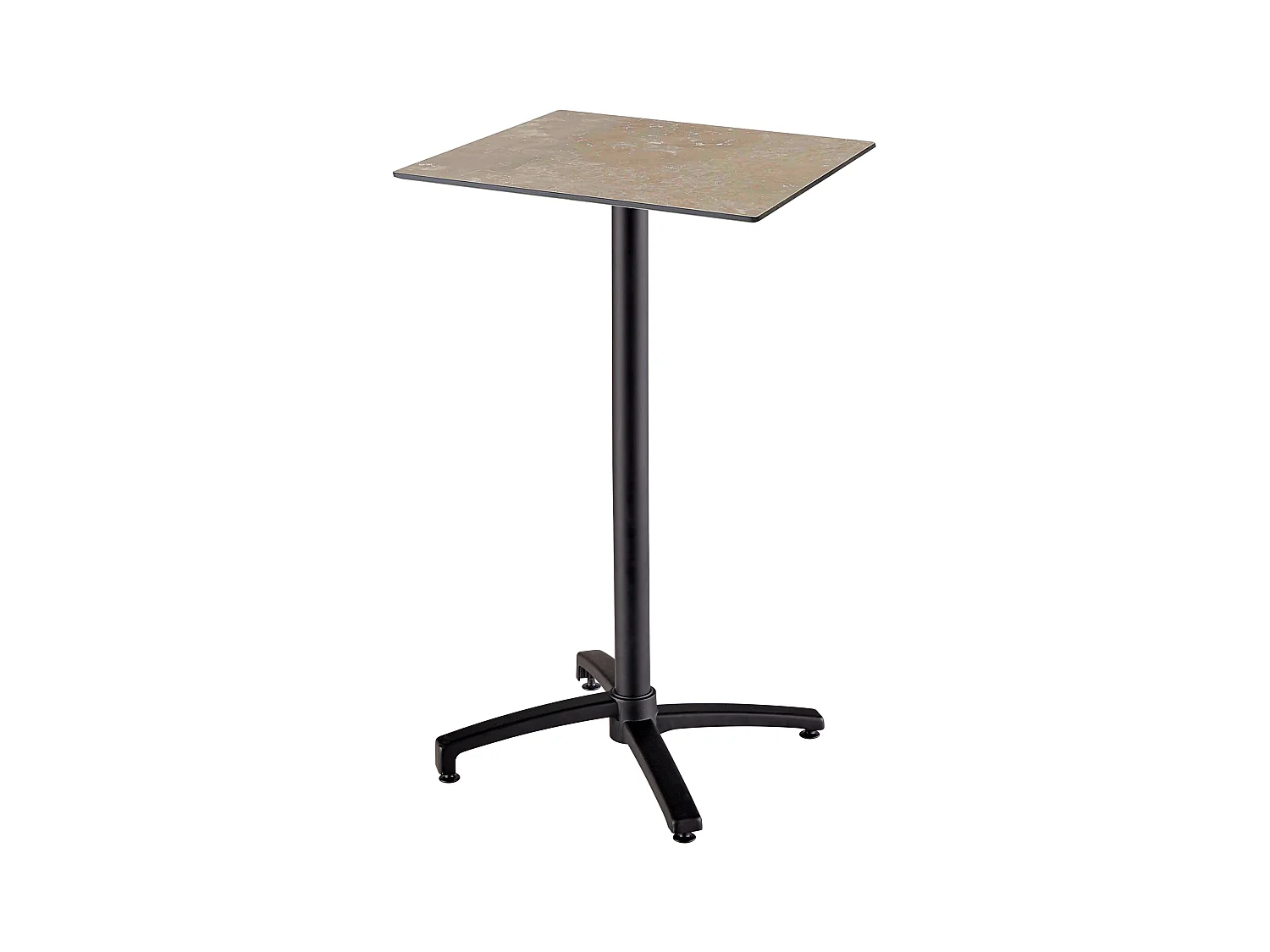 Table haute de terrasse carrée stratifié marbre beige