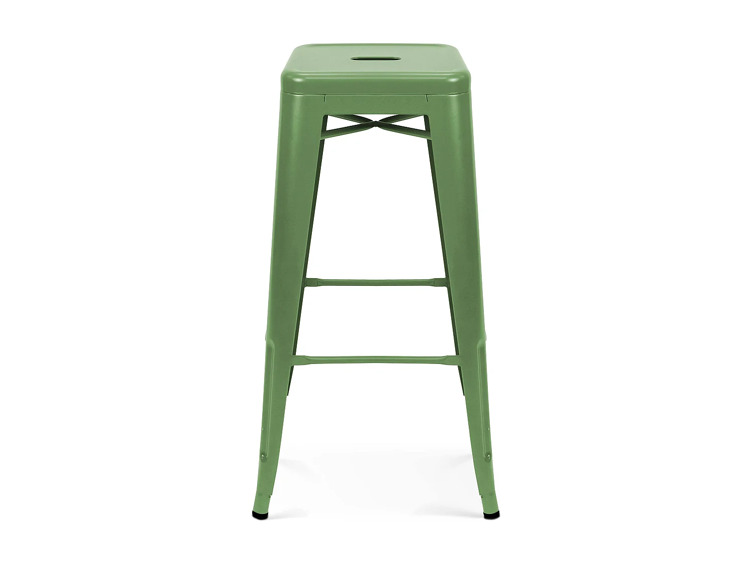 Lot de 4 tabourets de terrasse en métal mat vert cactus