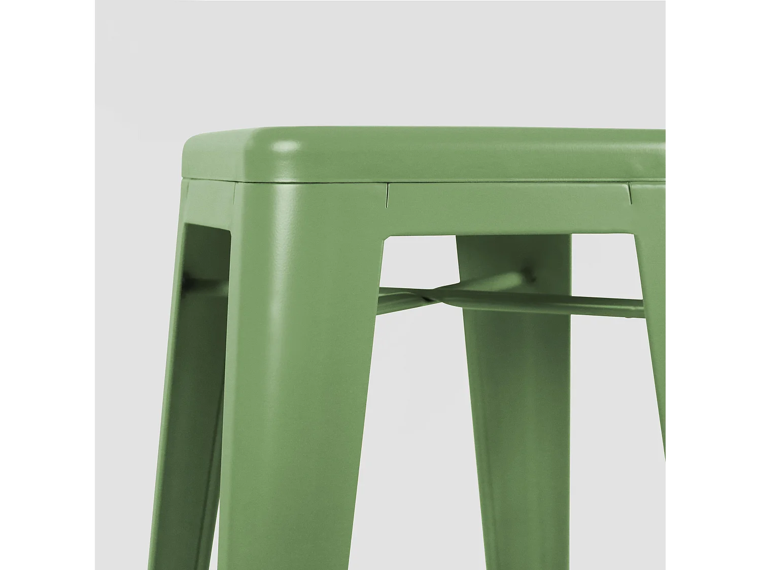 Lot de 4 tabourets de terrasse en métal mat vert cactus