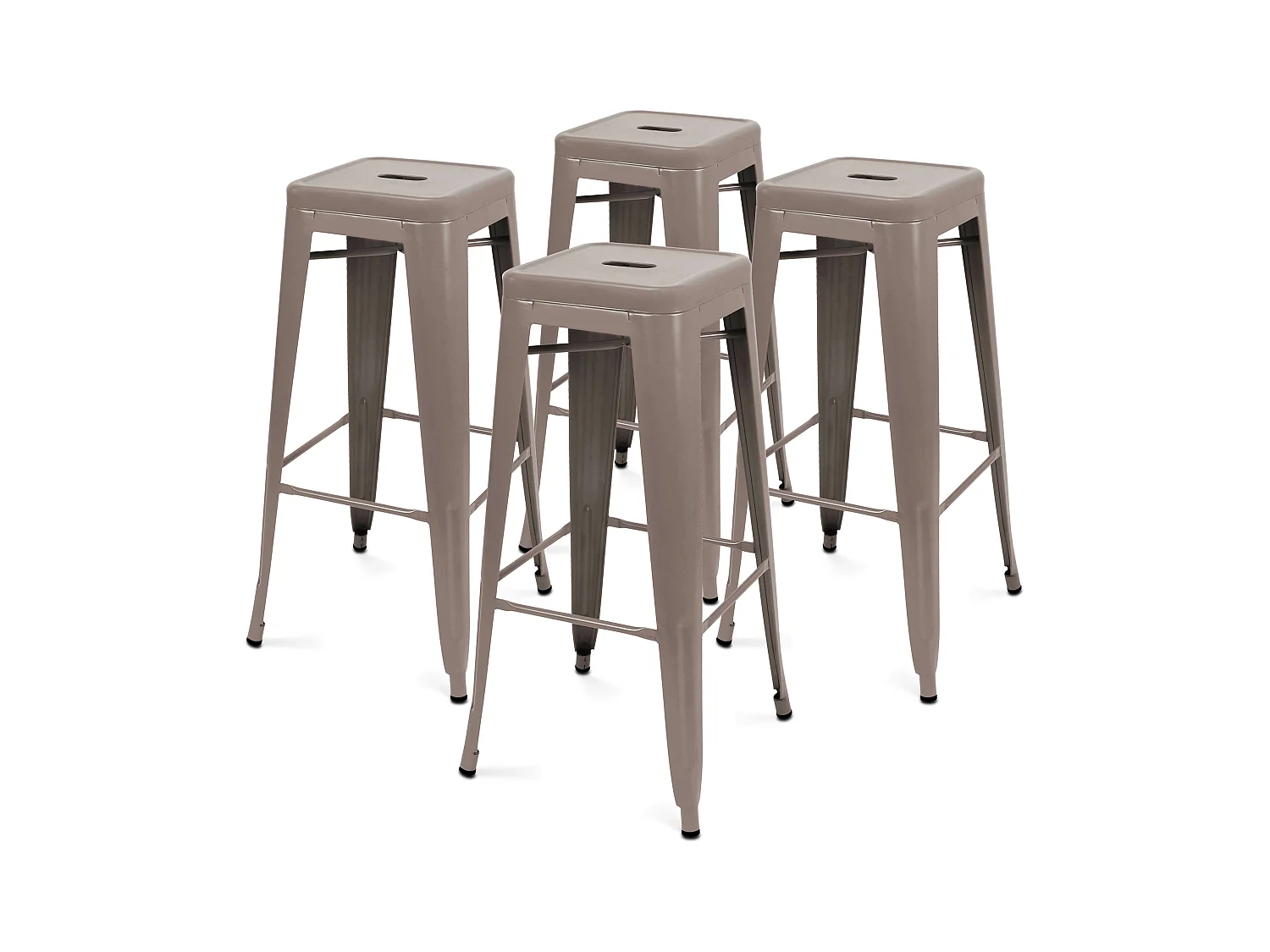 Lot de 4 tabourets de terrasse en métal mat taupe