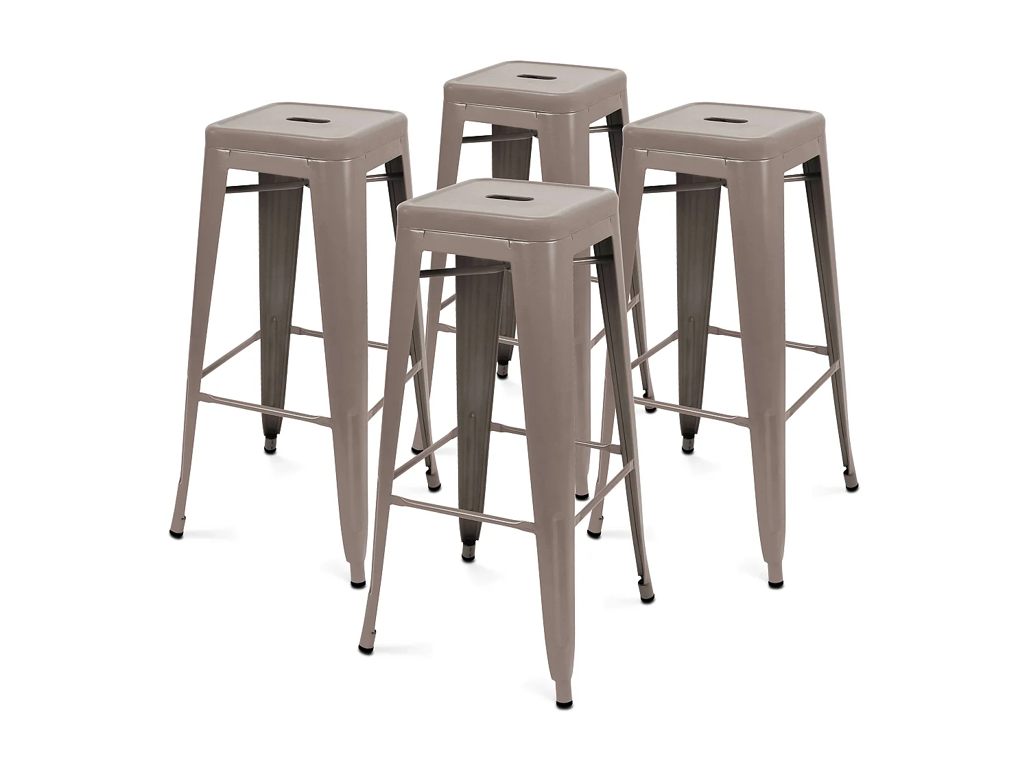 Set van 4 matte tuinkrukken in taupekleur