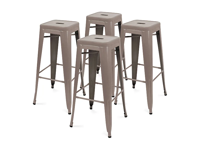 Lot de 4 tabourets de terrasse en métal mat taupe