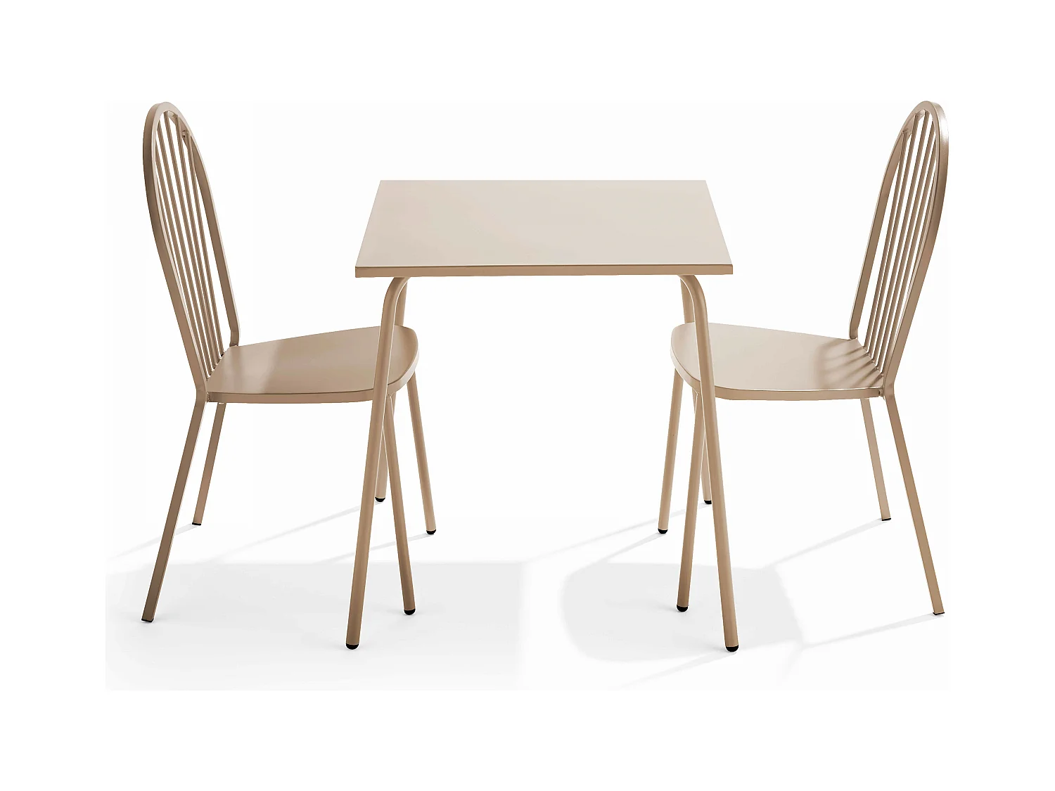 Ensemble table de terrasse et 2 chaises bistrot en acier taupe - Palavas