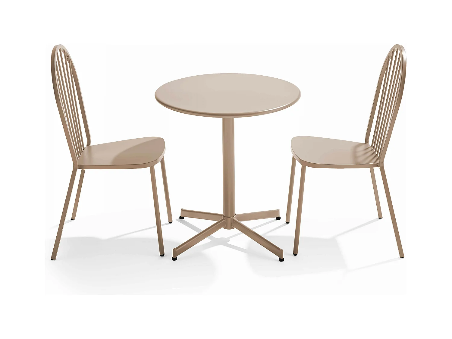 Ensemble table ronde et 2 chaises de jardin bistrot en métal taupe - Palavas