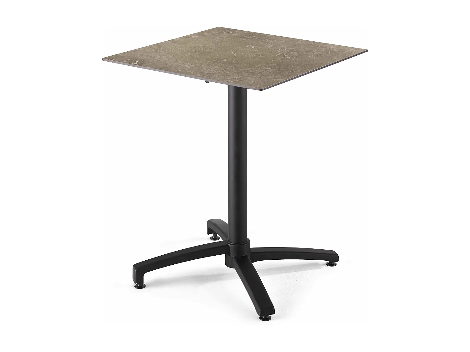 Ensemble table terrasse stratifié marbre beige et 4 fauteuils gris