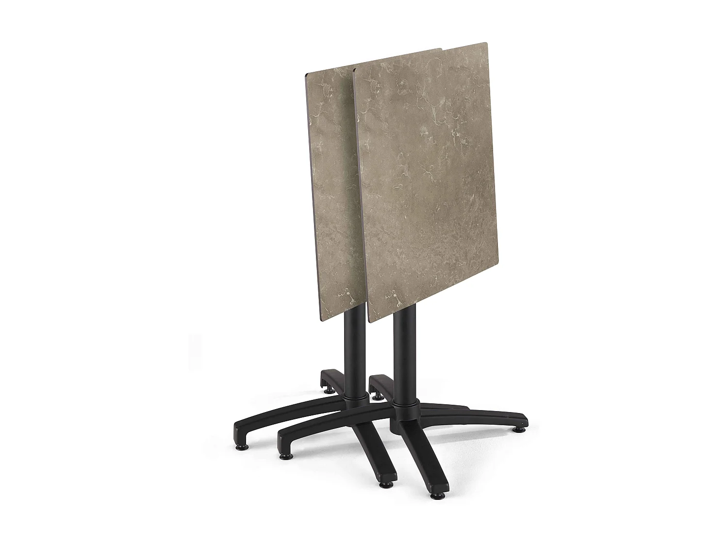 Ensemble table terrasse stratifié marbre beige et 4 fauteuils gris