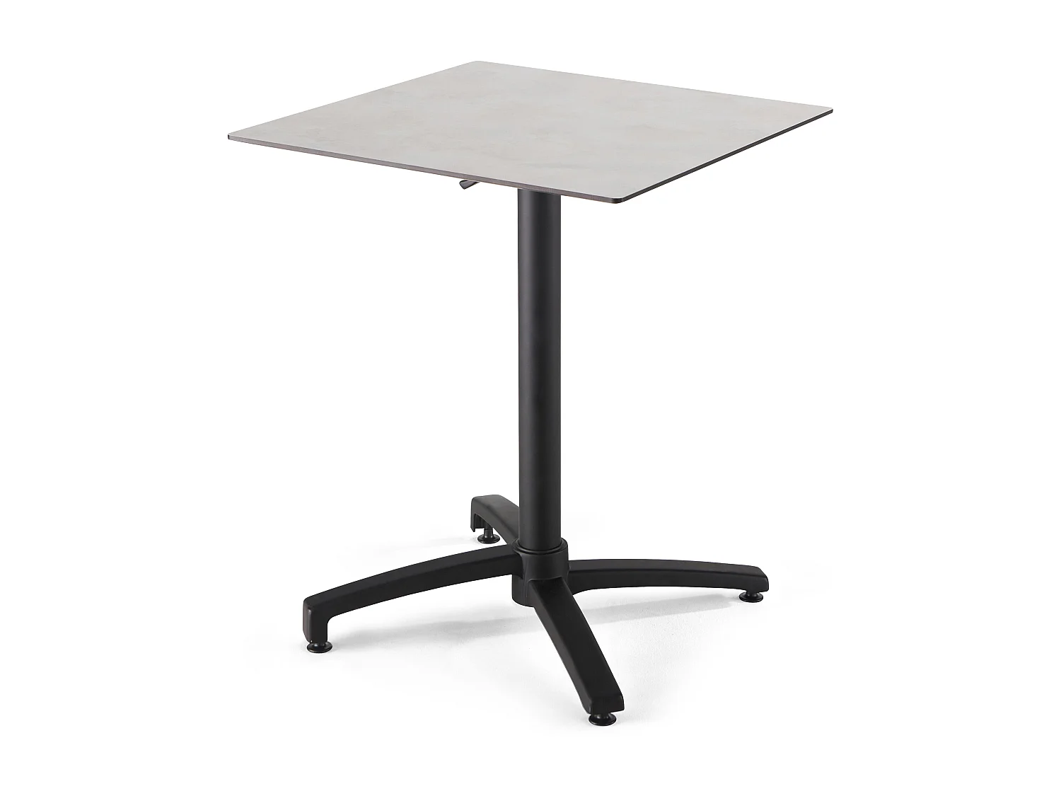 Ensemble table terrasse stratifié béton gris clair et 4 fauteuils gris