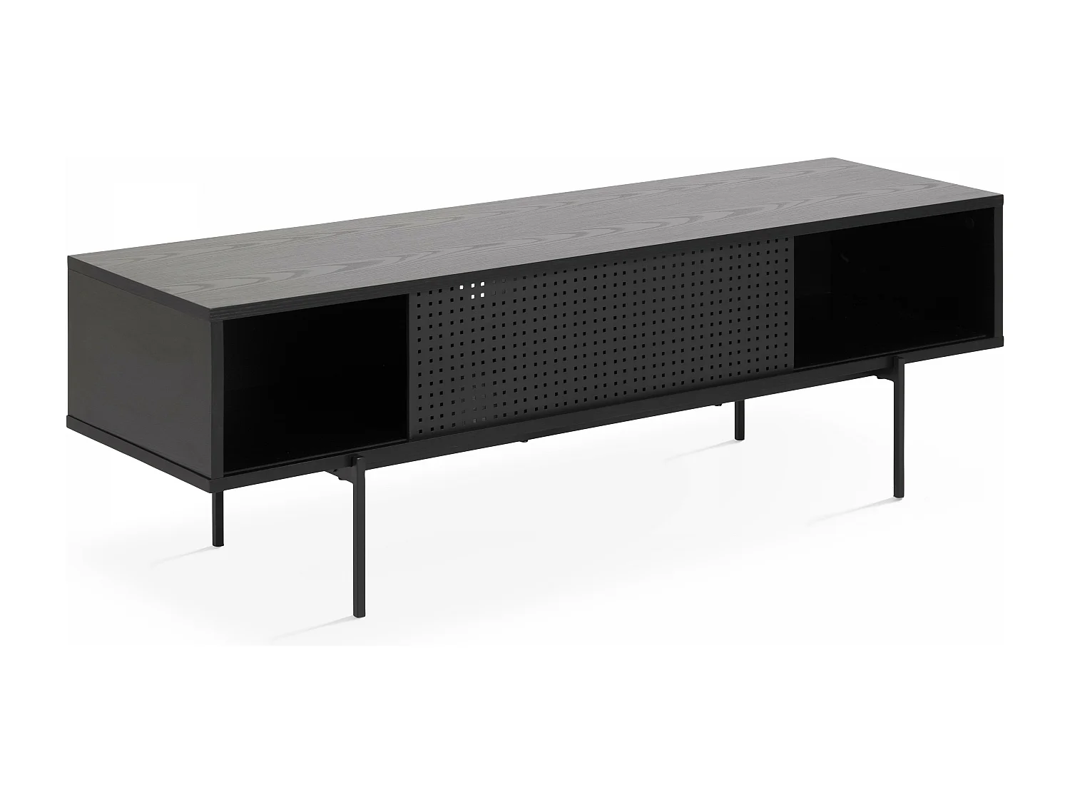 Meuble TV 140 cm style indus bois noir
