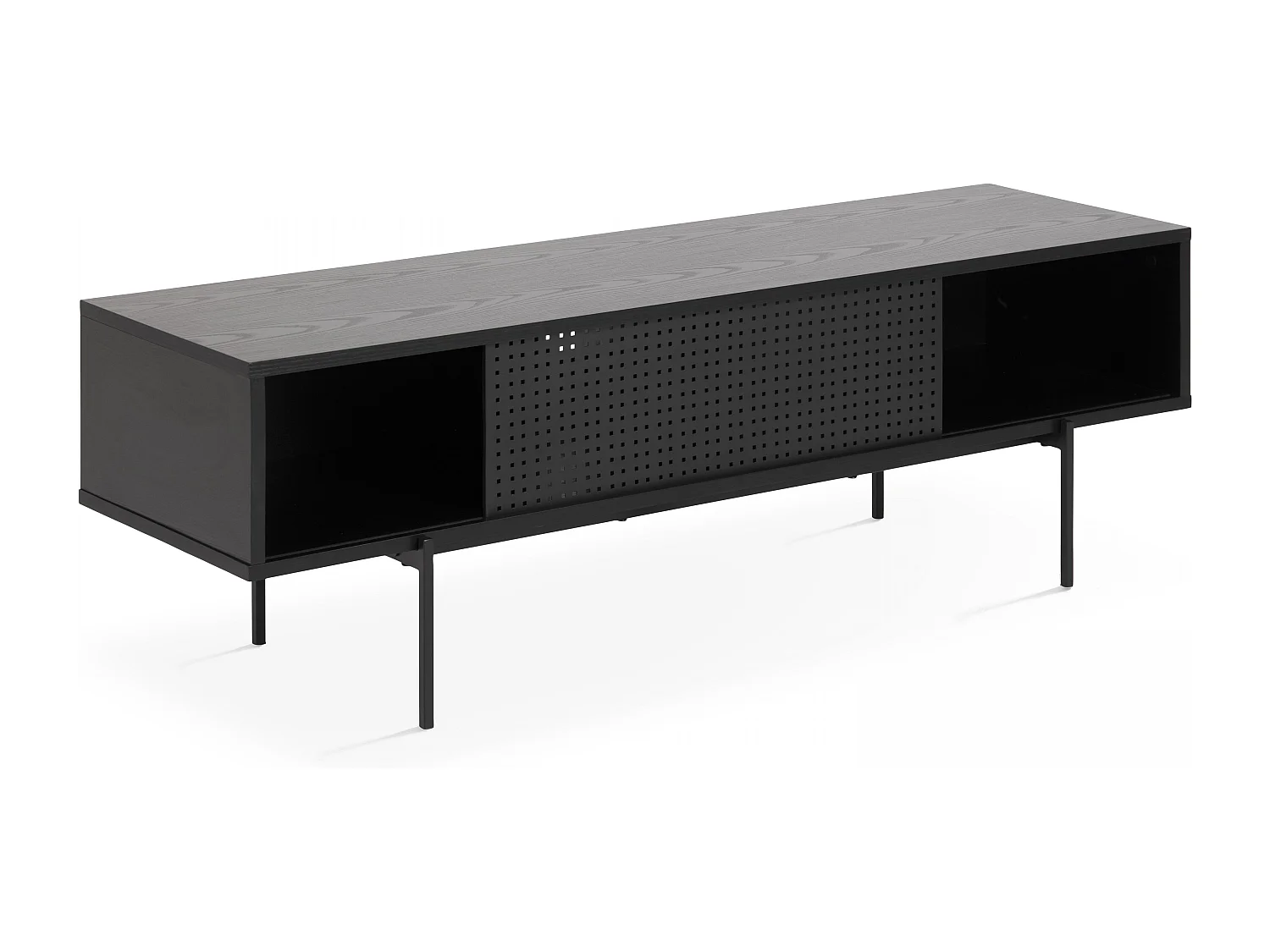 Meuble TV 140 cm style indus bois noir