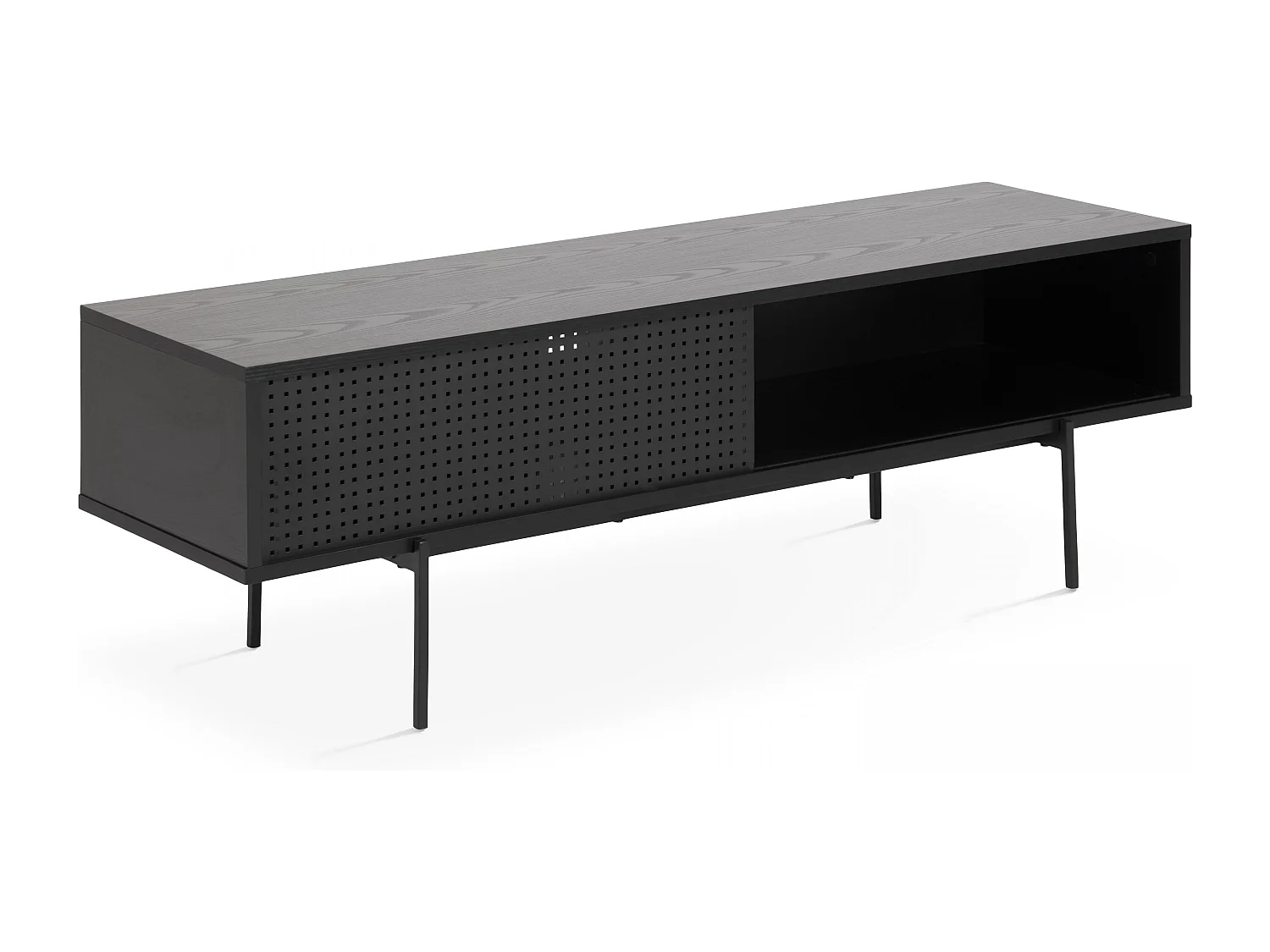 Meuble TV 140 cm style indus bois noir