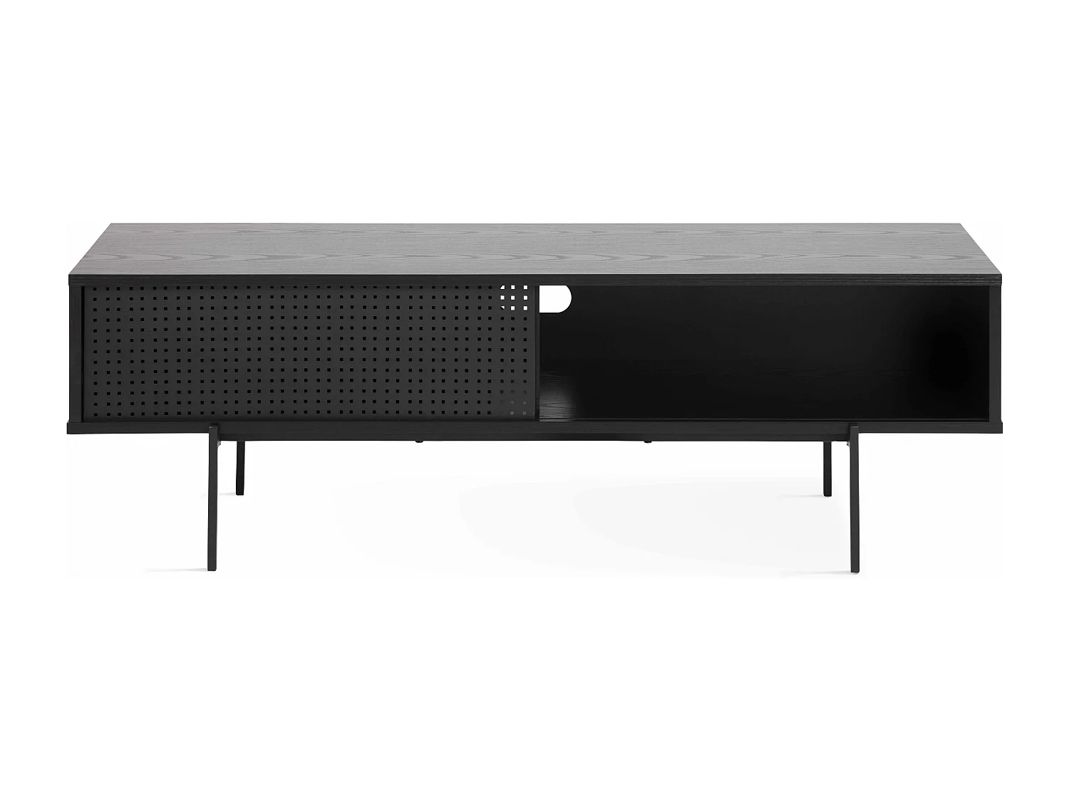 Meuble TV 140 cm style indus bois noir