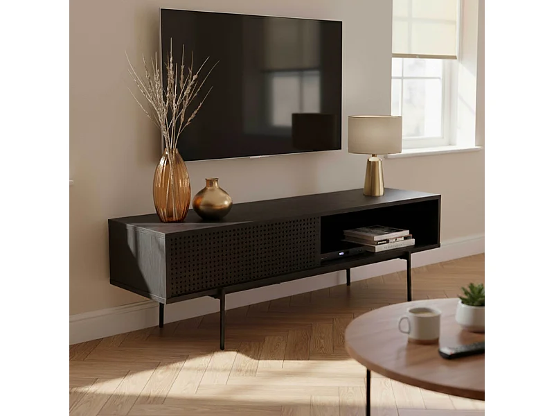 TV-meubel 140 cm industriële stijl zwart hout