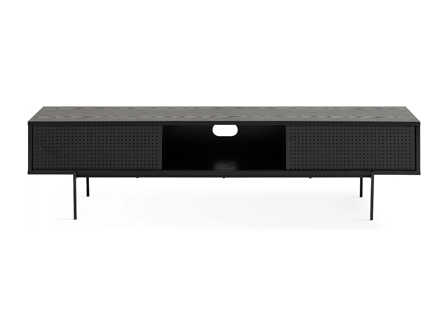 Meuble TV 180 cm style indus bois noir