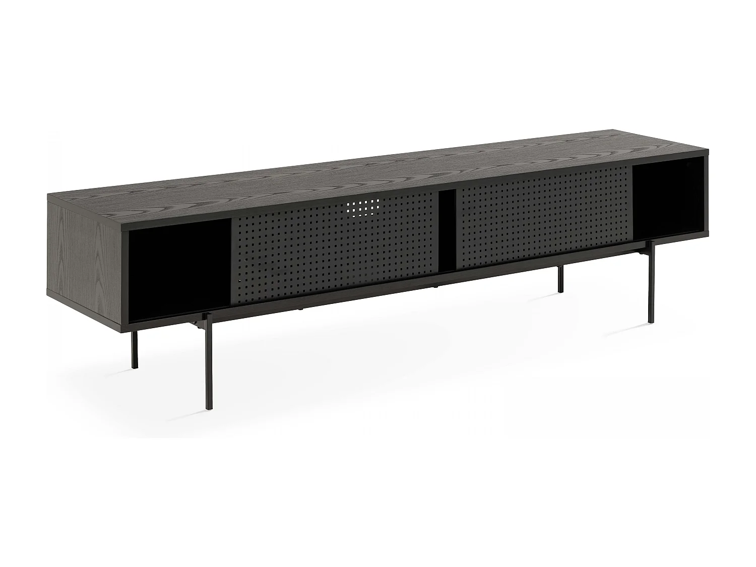 TV-meubel 180 cm industriële stijl zwart hout