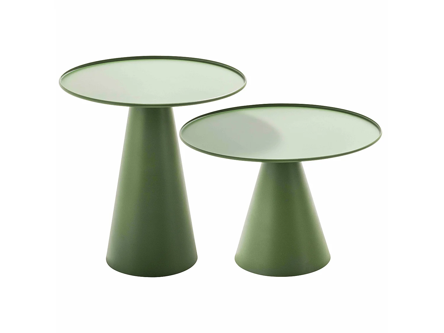 Table basse ronde 60 cm en acier vert cactus