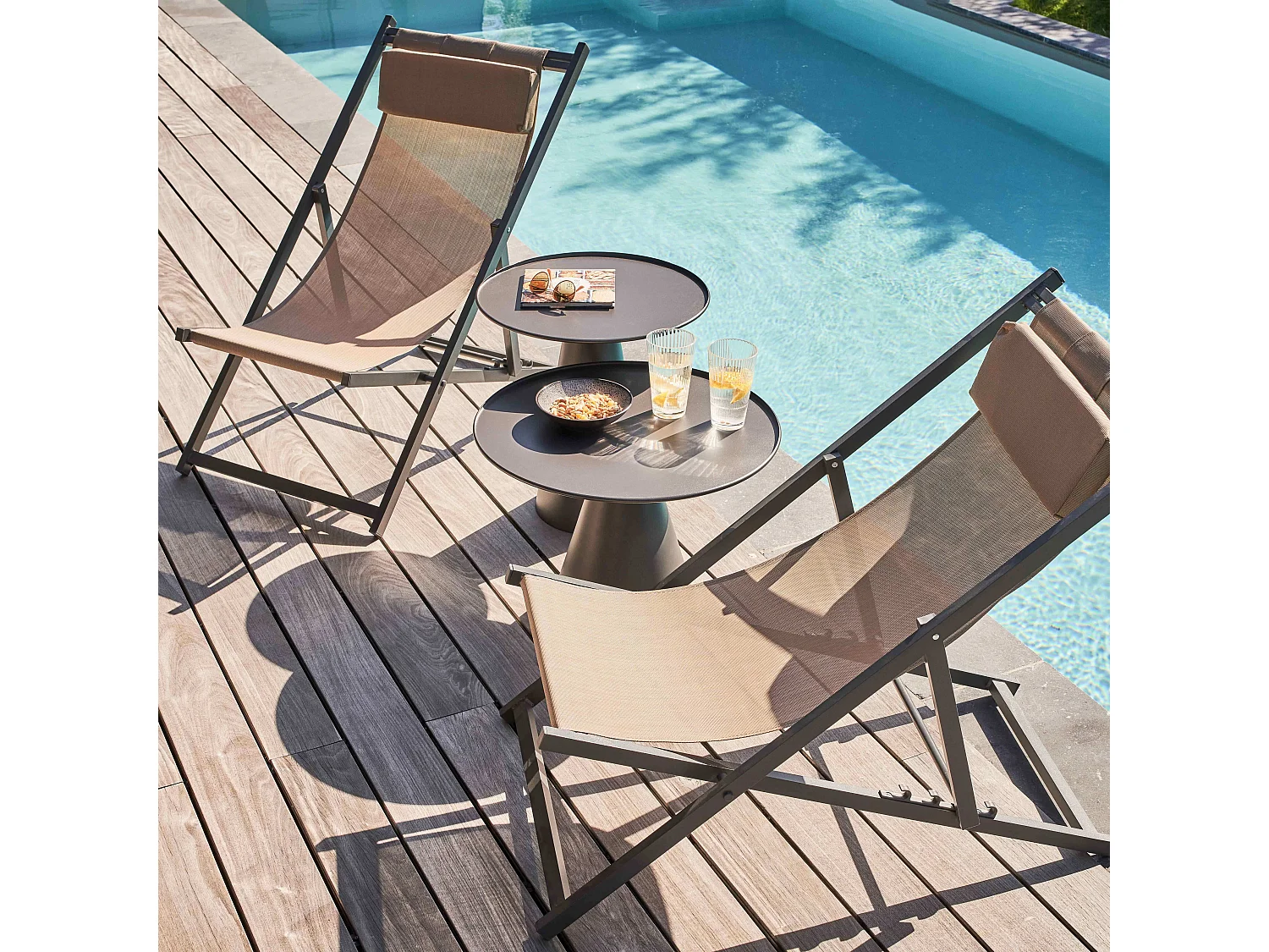 Table basse ronde 60 cm en acier gris anthracite Gomba