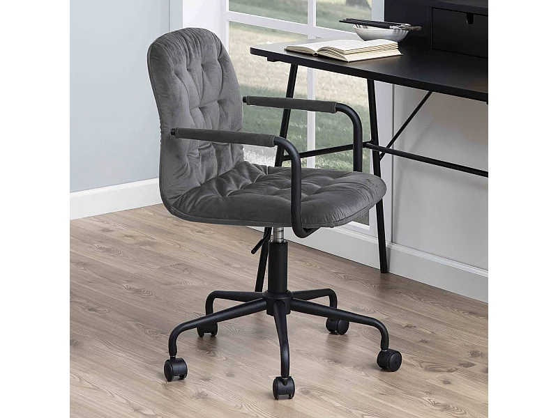 Fauteuil de bureau à roulettes en velours gris