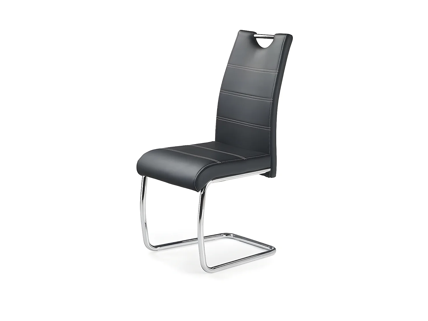 Chaise design simili cuir et acier chromé Jakarta