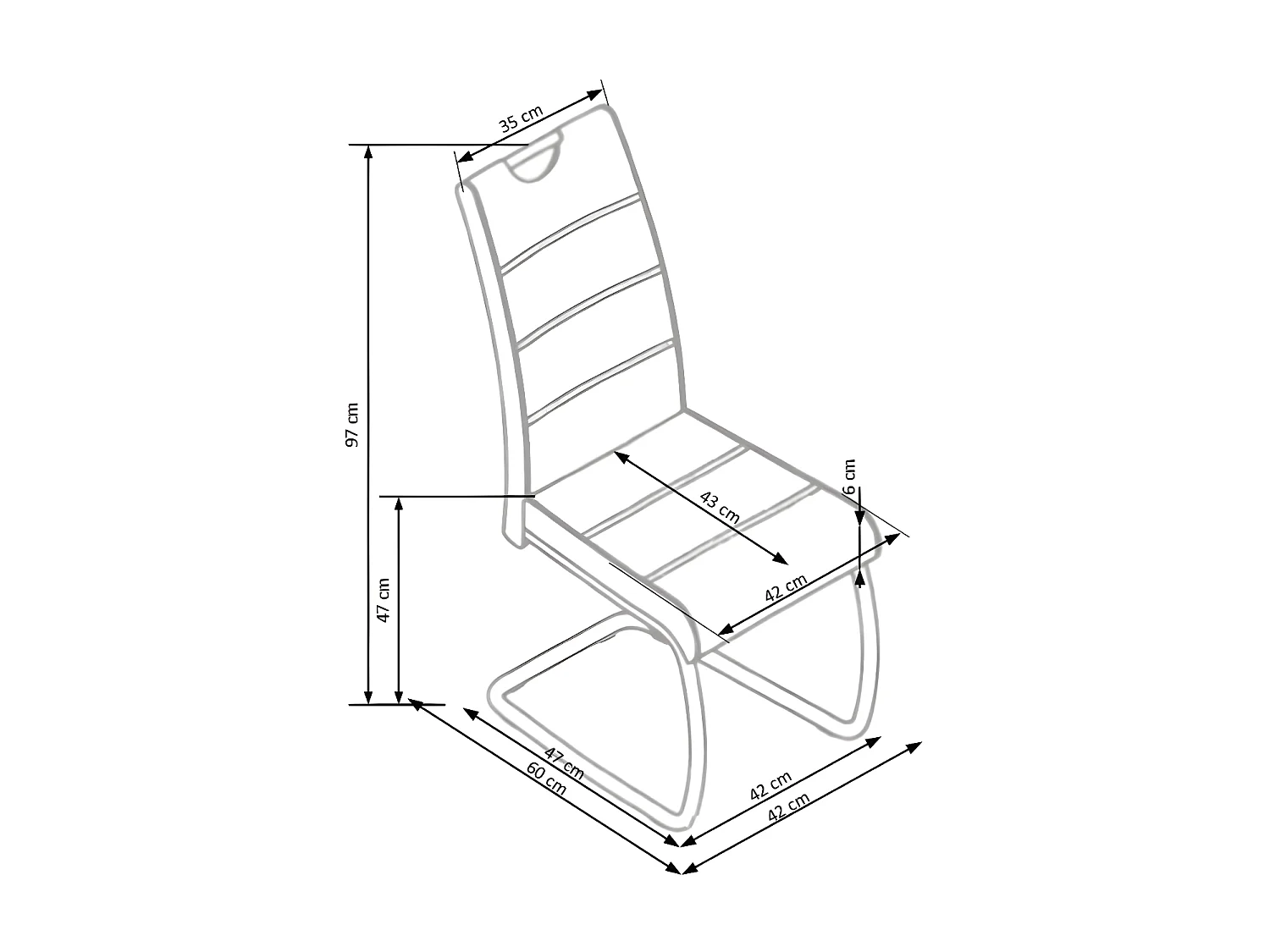 Chaise design simili cuir et acier chromé Jakarta