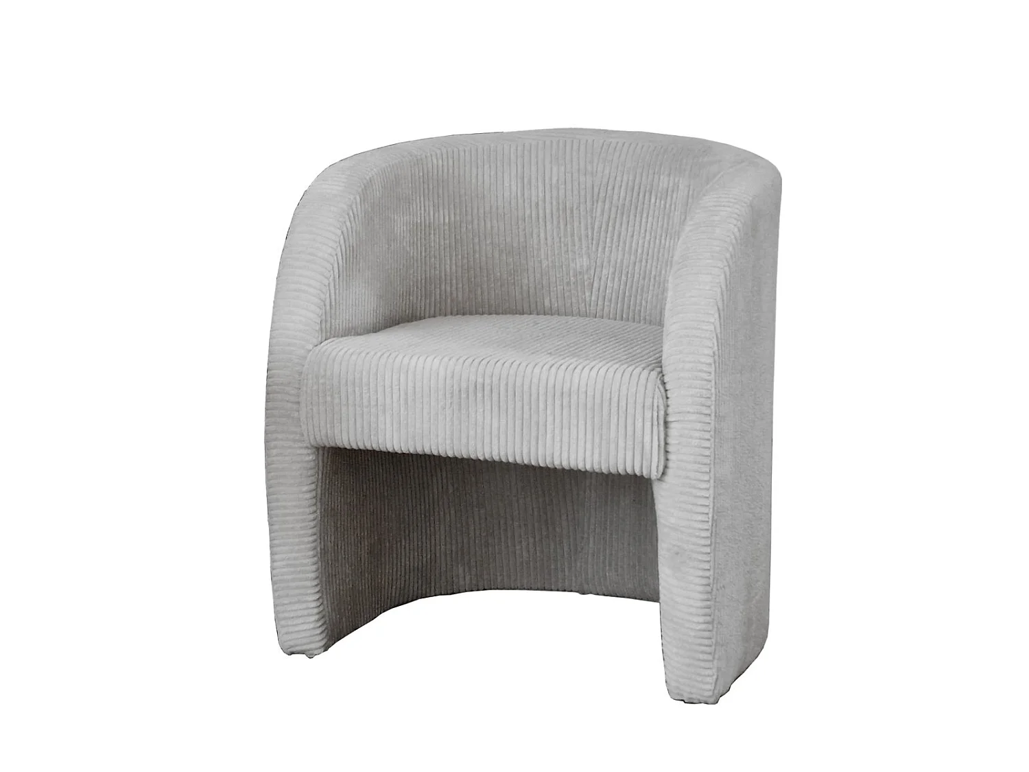 Fauteuil Velours Côtelé Eva Gris Clair