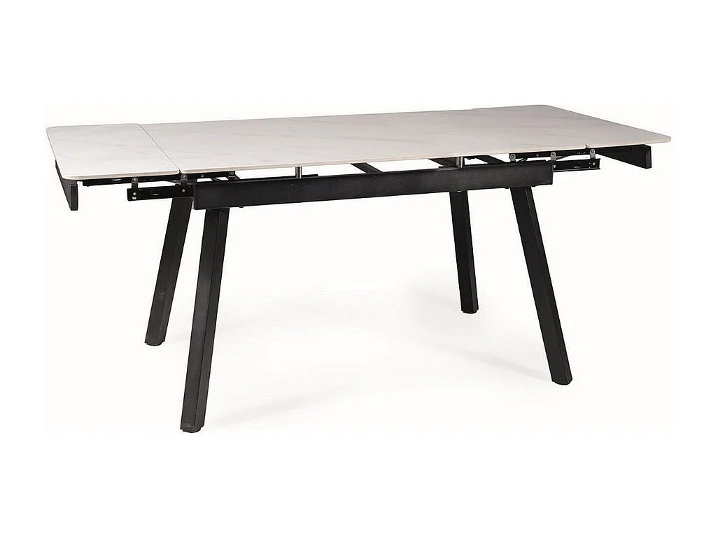 Table design extensible avec plateau effet marbre et structure noire Erick