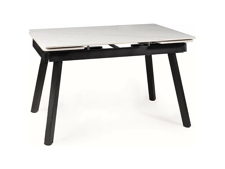 Table design extensible avec plateau effet marbre et structure noire Erick