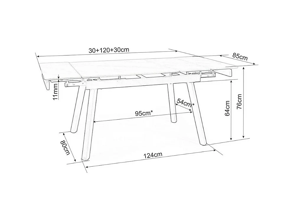 Tavolo di design allungabile Erick con piano effetto marmo e struttura nera