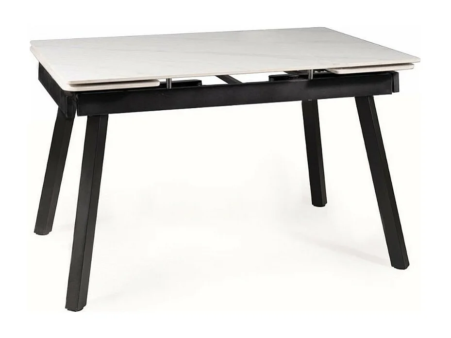 Table design extensible avec plateau effet marbre et structure noire Erick