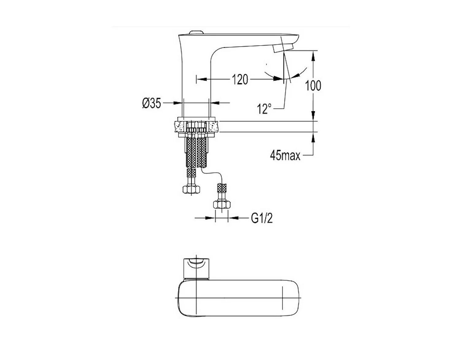 Mitigeur Lavabo Bas Hudson, 12 Cm,  couleur : Chrome