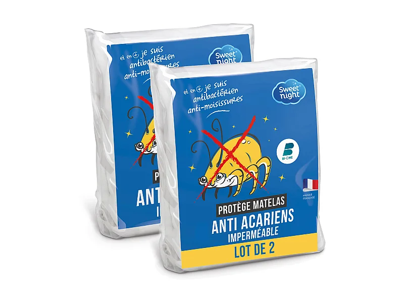 Lot de 2 - Protège matelas 2x80x200cm | Lit Articulé | Alèse Imperméable et Anti Acariens | Molleton 100% coton
