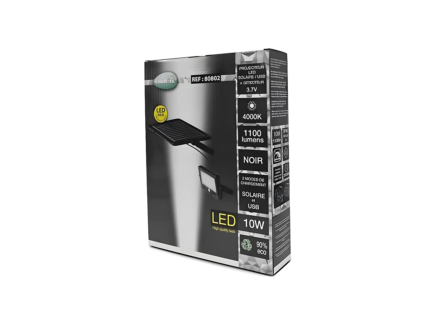 SUNNY LUMOS PROJECTEUR LED SOLAIRE 10W 4000K IP44  plus  CHARGEUR USB  plus  DETECT IR