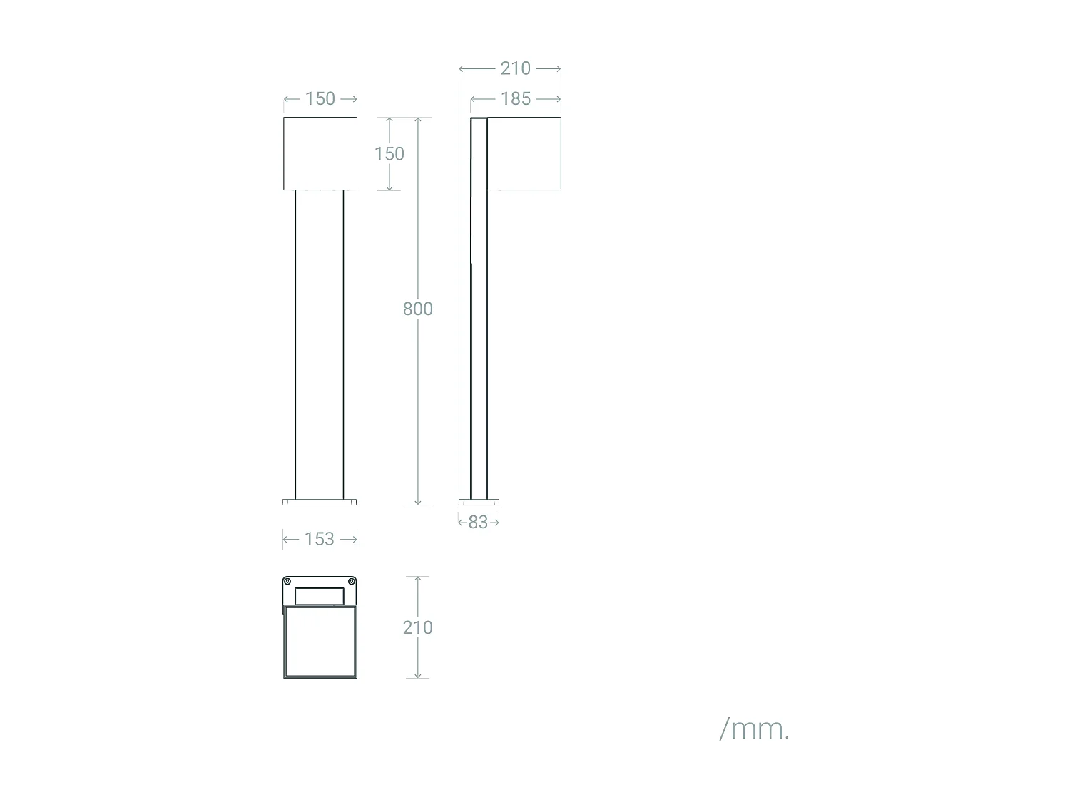 Balise Extérieure Solaire LED en Saillie sur Pied 80 cm Aluminium Denny