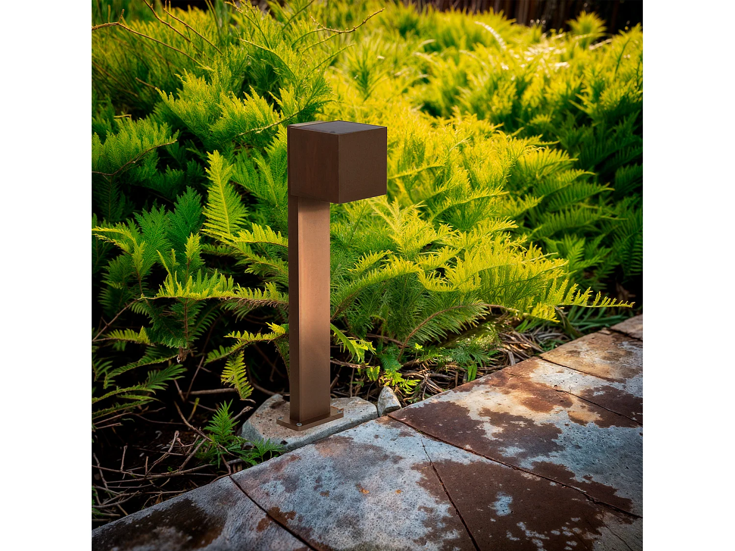Balise Extérieure Solaire LED en Saillie sur Pied 80 cm Aluminium Denny Brun