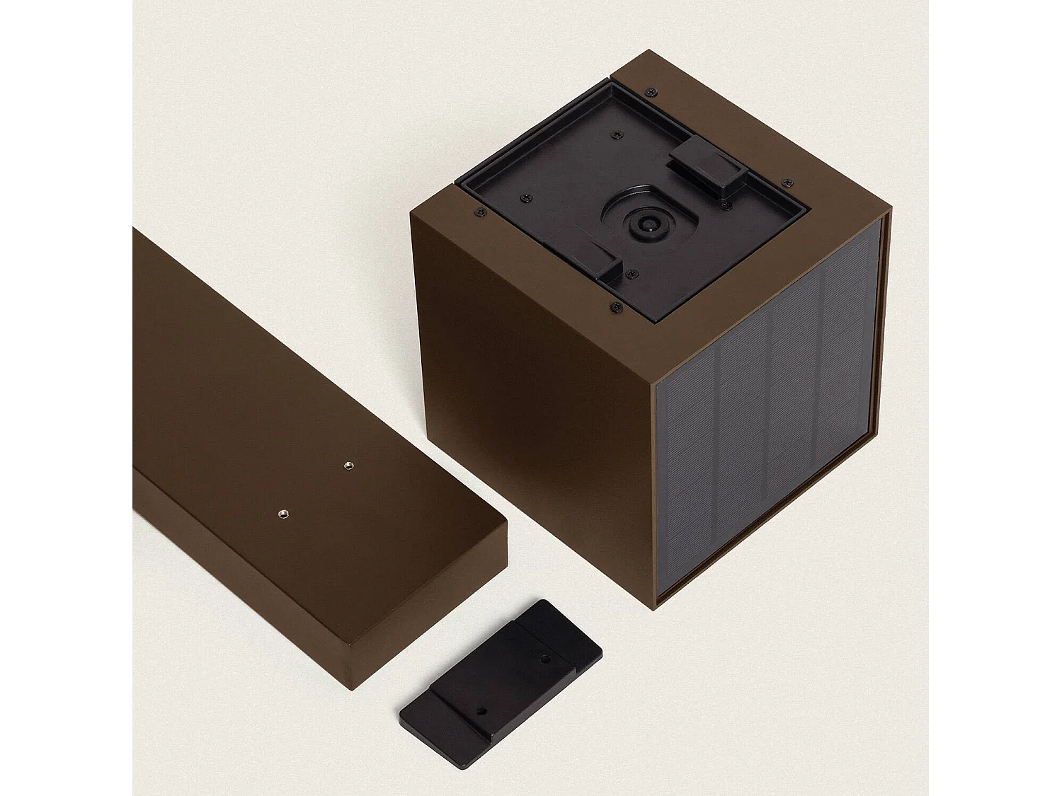 Balise Extérieure Solaire LED en Saillie sur Pied 80 cm Aluminium Denny Brun