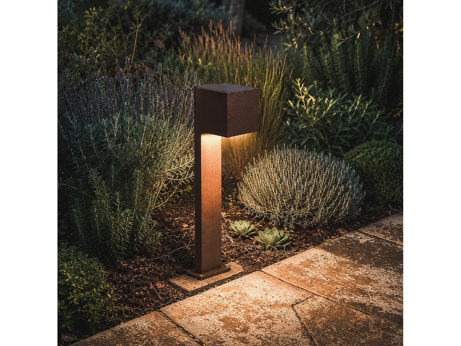 Lampioncino LED Solare Esterni Superficie 80cm Alluminio Denny Marrone